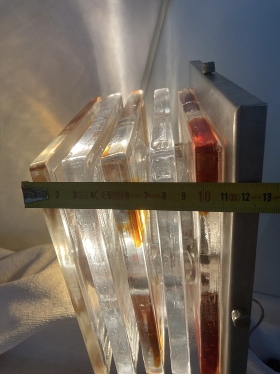 Image 1 of Applique vintage anni '70 in vetro trasparente e fumé per Poliarte