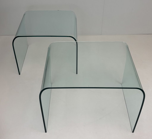 2 x Tables design Waterfall Angelo Cortesi Fiam verre bombé