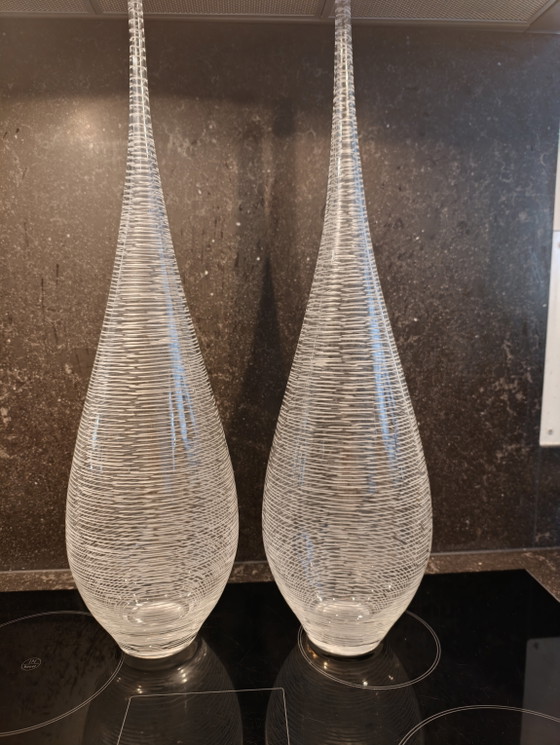 Image 1 of Ribbed glass art design vases, 1970s