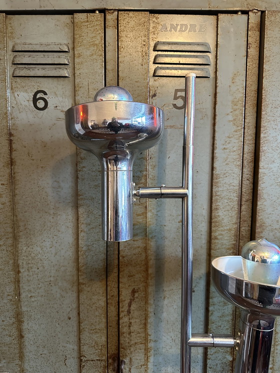 Image 1 of Space Age chrome floor lamp – 70s design, 161 cm high, large adjustable spotlights