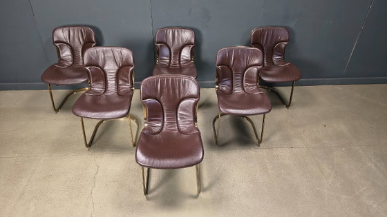 Image 1 of Chaises de salle à manger vintage de Willy Rizzo pour Cidue, ensemble de 6, années 1970