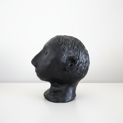 Artistic Sculpture Human Head - Black - Studio Potery