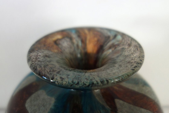 Image 1 of Runde Glasvase, signiert Mdina, Malta, 1970er Jahre