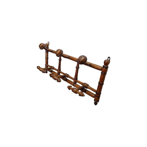 Antike französische Wandgarderobe aus Bambusimitat, um 1900