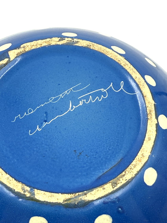 Image 1 of Art Deco blue ceramic vase, Rometti, Umbertide Italy 1930s