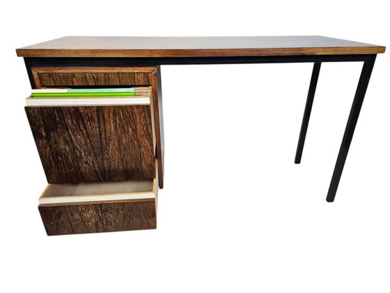 Scrivanie con piano in legno e cassettiera, Metallo, Marrone, Mid Century Modern (foto 5 di 8)