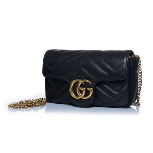 Gucci, Mini Marmont Tasche aus schwarzem Leder – crossbody tassen, Calfskin