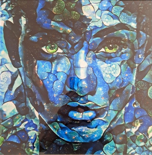 Léa ROCHE - Blue Vision - Digital painting under frame