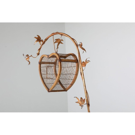 Image 1 of Pair of vintage birdcages in gilded metal, Belgium 1970