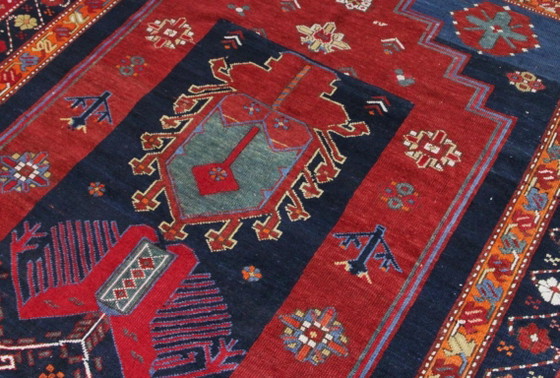 Image 1 of Antieke Russische Kaukasische Ghazni Kazak Shirvan, meer dan 100 jaar oud, 280 x 175 cm