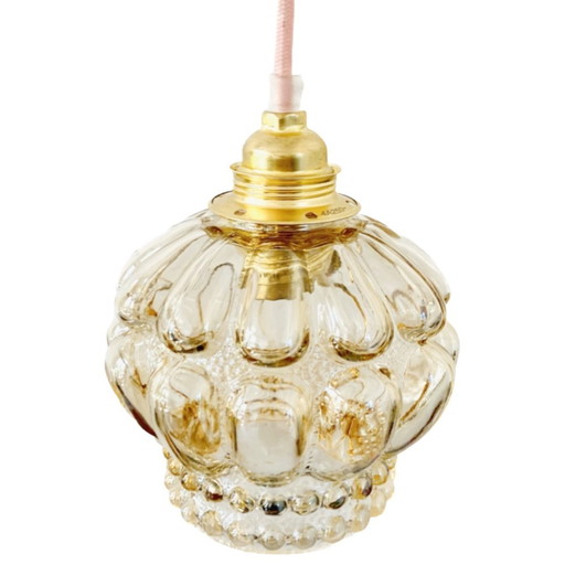 Lámpara colgante vintage de cristal beige con forma de medusa, de la década de 1950.