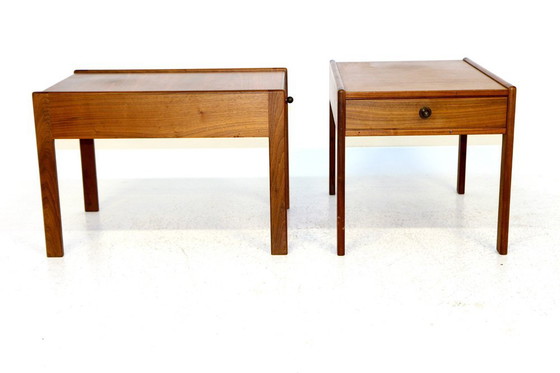 Walnut Nightstands, Sweden, 1960s, Set of 2, Metal, Scandinavian (photo 3 of 4)