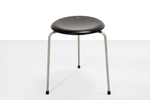 Very early edition Arne Jacobsen DOT stool model 3170 by Fritz Hansen – krukjes, Wood, Brass, Vintage