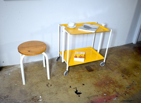 Image 1 of Chariot de service style années 1970, table d'appoint vintage