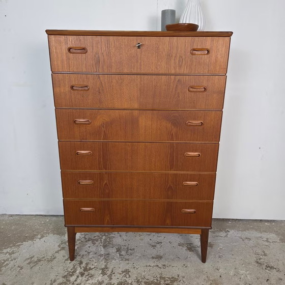 Vintage Danish chest of drawers, Omann Jun, 6 drawers, teak 1960s, Wood, Brown (photo 4 of 22)