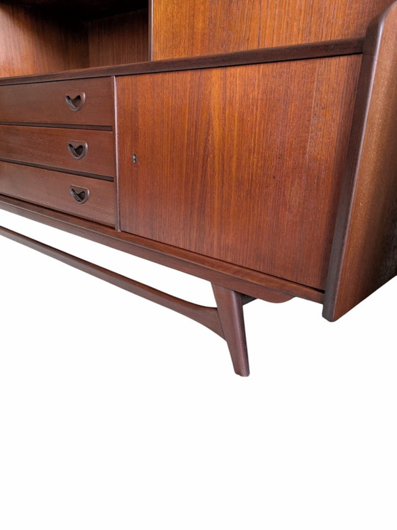 Credenza a muro vintage in teak, Louis van Teeffelen, Wébe – Credenze, Ceramica, Legno (photo 4 of 15)