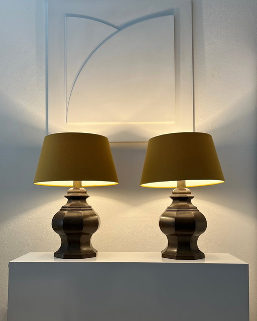 Lampe à poser - Bronze, Textile, Fonte de bronze lourd haut de gamme