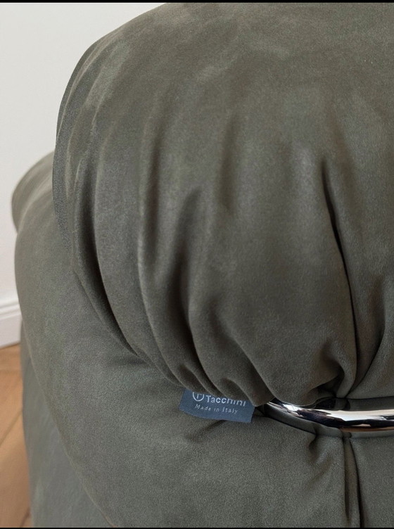 Image 1 of Tacchini Sesann Sessel, grün und chrom