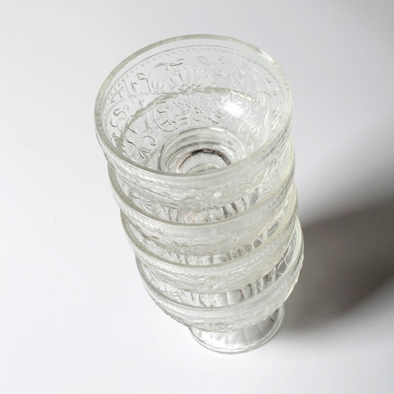 Image 1 of Set of 4 Mid-Century Pressed Glass Dessert Bowls Cibulak by Pavel Panek / 1977