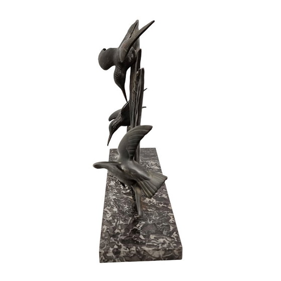 Sculpture Art Déco française de martins-pêcheurs – G. Limousin – Marble, Metal (photo 6 of 9)