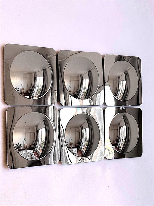 Set of 3 Convex Chrome Sphere Wall Mirrors, 25 cm – Fisheye Mirrors, Minimalist Industrial Loft Decor