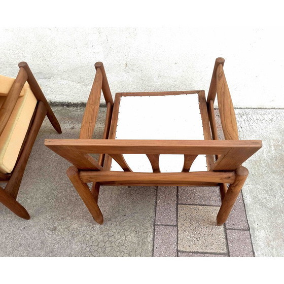 Image 1 of Paar Scandinavische vintage fauteuils in massief teakhout, 1950-1960