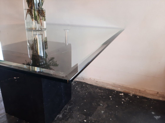 Artedi Dining Table, Nero Marquina Marble & Bevelled Glass (1970s-1980s), Black (photo 7 of 15)