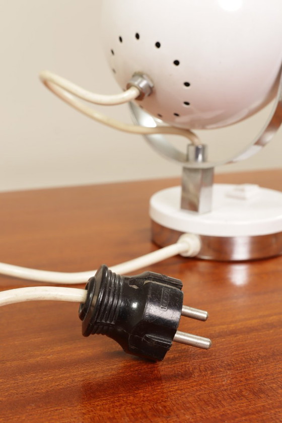 Image 1 of Vintage desk lamp white chrome atomic design 
