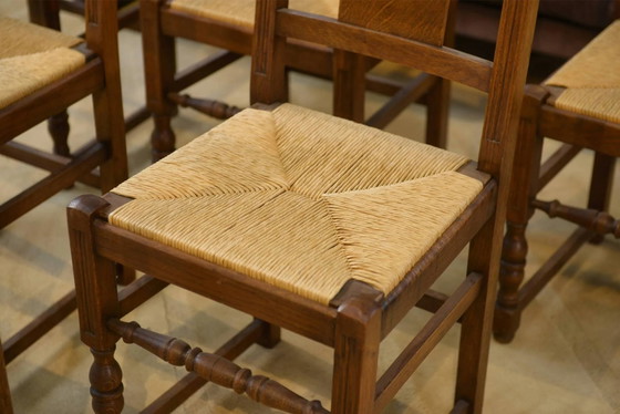 Set of 6 brutalist oak chairs from the 1950s. – Dining chairs (photo 5 of 15)