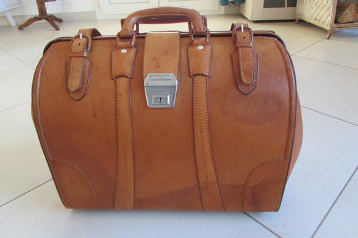 Leather suitcase, doctor's bag, large model
