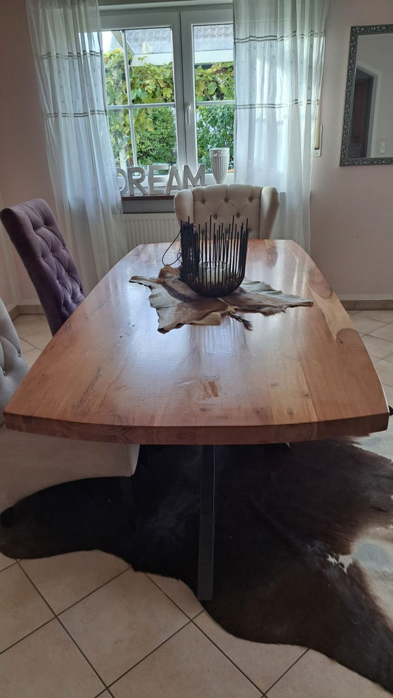 Table à manger et chaises au design élégant, Salles à manger complètes, Métal, Bois, Noir (photo 7 sur 7)