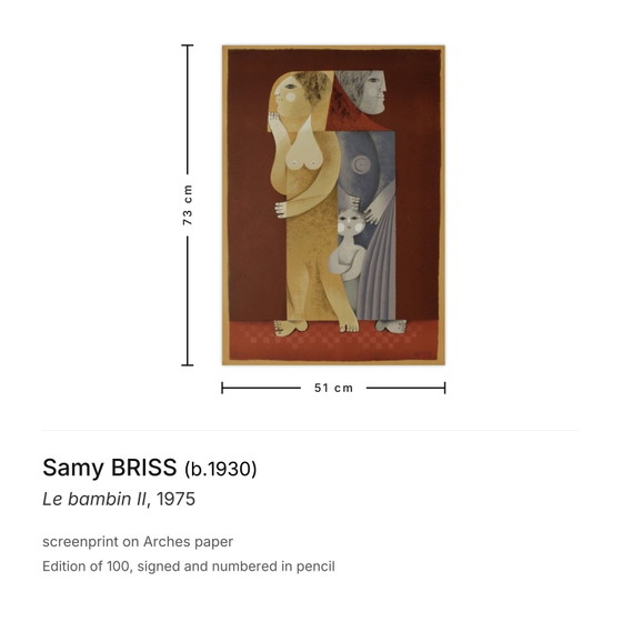 Image 1 of Samy BRISS Le bambin II Signed screenprint 1975