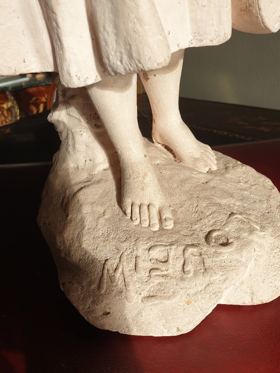 Image 1 of Terracotta sculpture of a mandolin player after 'Mignon' by Joseph Le Guluche, height 57.5 cm