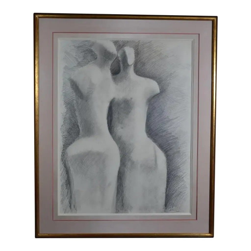 Gerard Ramon ( ) "Sculptural Forms" Potloodtekening Gesigneerd