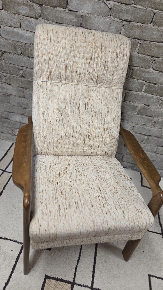 Image 1 of Vintage Scandinavische relaxfauteuil van gebogen hout – jaren 60/70