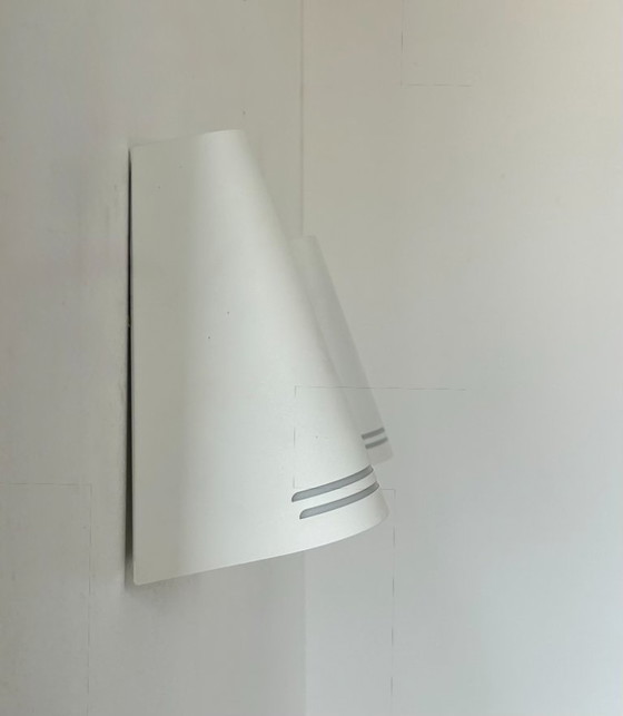 Image 1 of Coppia di applique in metallo bianco opaco, Paesi Bassi, 1980