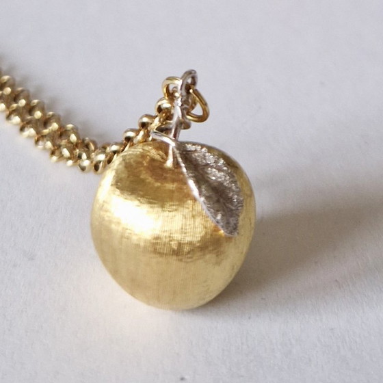 Image 1 of Argento Sterling 925 e UNIO - Mela placcata oro con collana placcata oro abbinata -