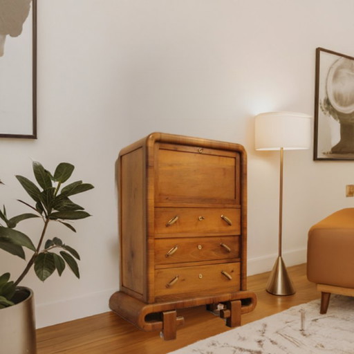 Table de nuit en noyer, Art déco, années 1950, Mid-Century Modern, Italie