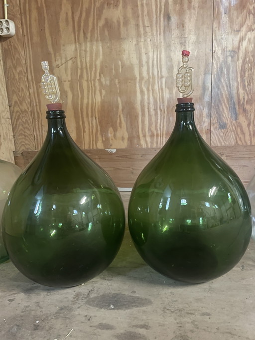 Antieke 2 groene en 2 witte gistingsflessen – cadeaus, Glass, Plastic (photo 2 of 7)