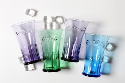 Set mit 4 Vintage-Coca-Cola-Gläsern / McDonald's-Werbeartikel / Luminarc / 2007 – glazen karaffen, Glass