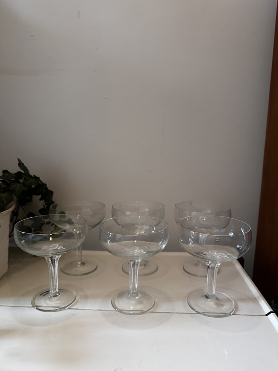 Image 1 of Set di 6 bicchieri da champagne coupe in cristallo