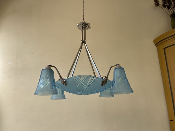 Image 1 of Lampe pendante Art Deco 1930 Degué French