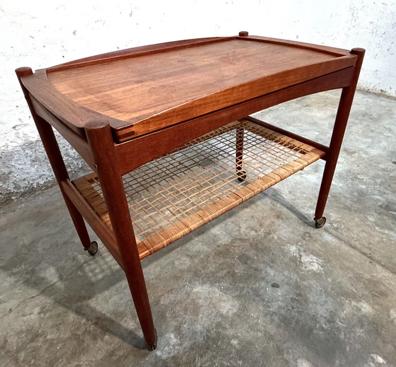 Image 1 of Carrello da tè Poul Hundevad, carrello bar con piano rimovibile