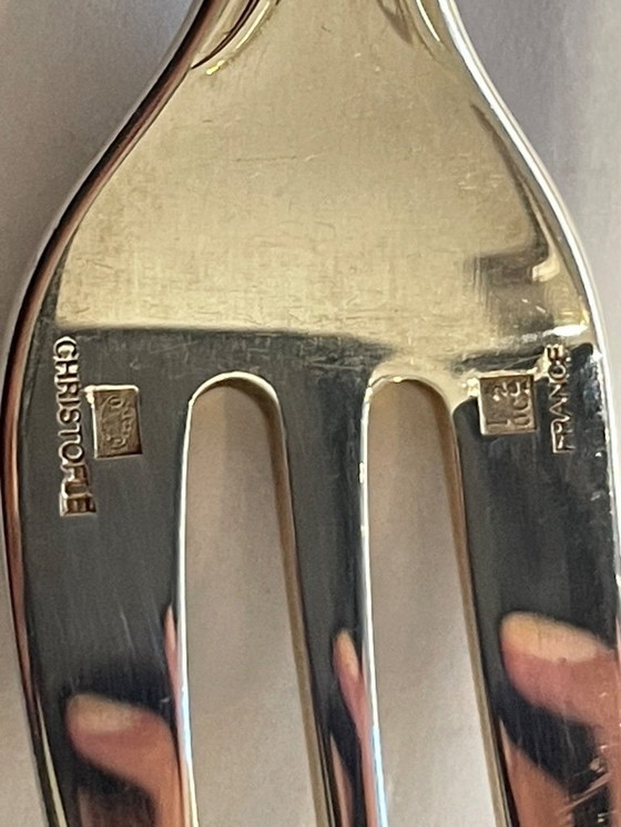 Image 1 of Bestekset Solingen deels verzilverd 6-persoons, 47-delig, Christofle Albi dessertvorkjes 6-delig, Waring & Gillow taartschep