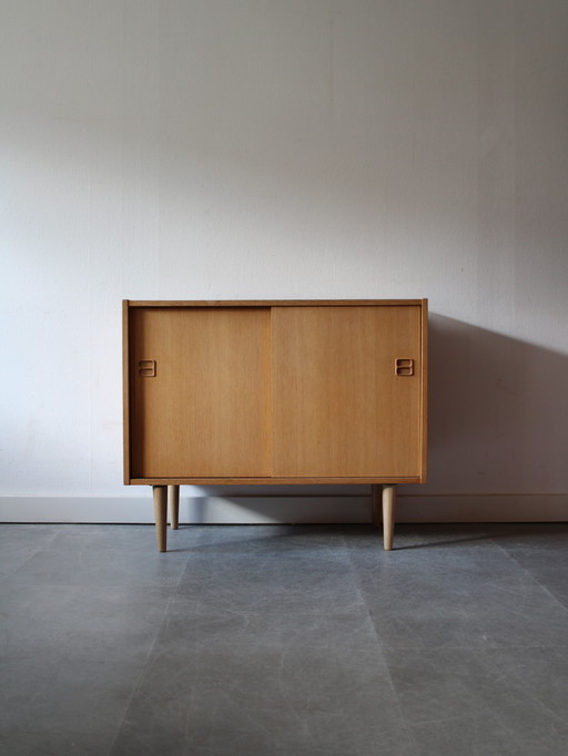 Vintage Danish sliding door wardrobe in oak