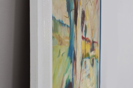 Image 1 of Paysage abstrait moderne, huile sur toile, signée, Belgique, 1982