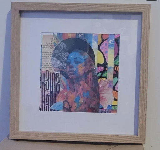 Collage technique mixte « Color Riot » sur papier
