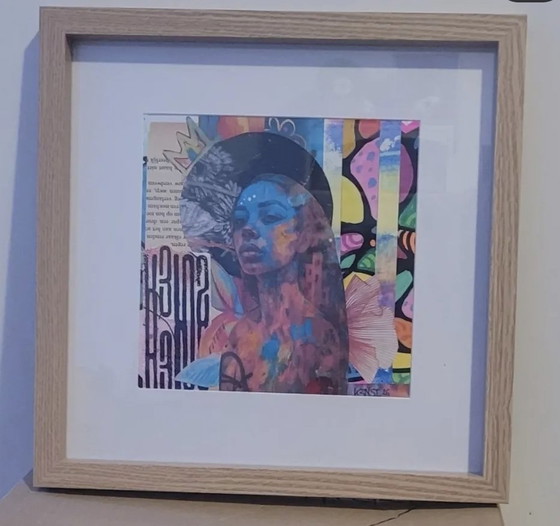 Image 1 of Collage technique mixte « Color Riot » sur papier
