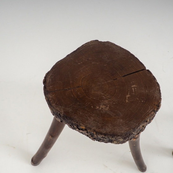 Set of 2 Rustic Hand-Crafted Wooden Stools (photo 16 of 19)