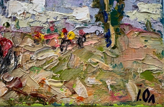 Original Oil Painting Summer Field Landscape Heat Outside The City – Paintings & Drawings, Canvas (photo 5 of 8)